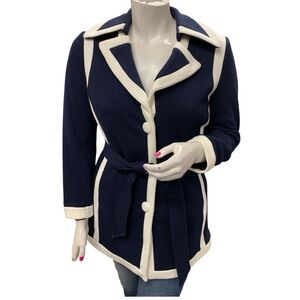 INC International Concepts Navy and Cream Blazer Size L